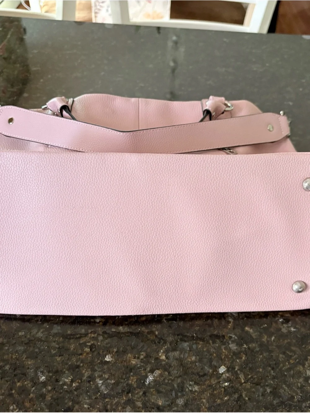 KATTEE ~Soft Pink Large Leather Tote Bag with Top Handles - Picture 4 of 7